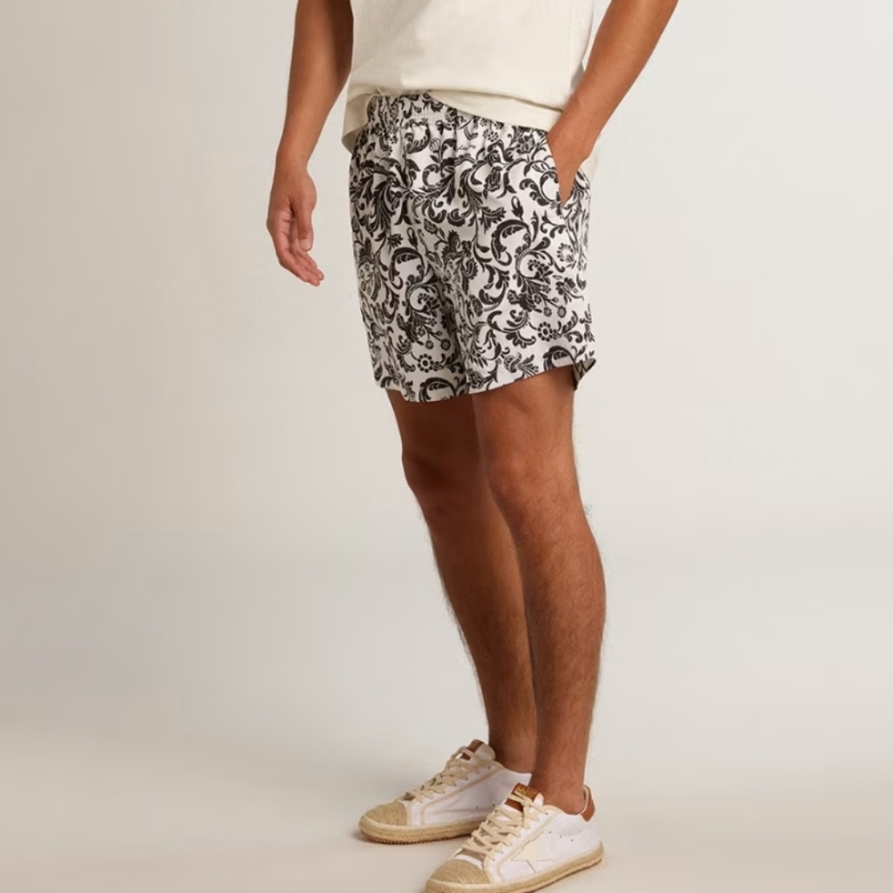 Golden Goose Swim shorts with all-over black and white print